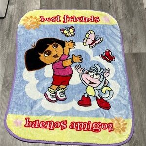 Vintage 2003 Dora the Explorer "Best Friends" Plush Blanket. Small